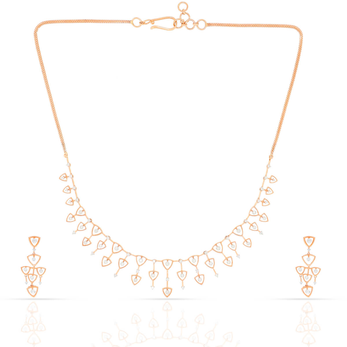 Dazzling Rose Gold Diamond Necklace Set