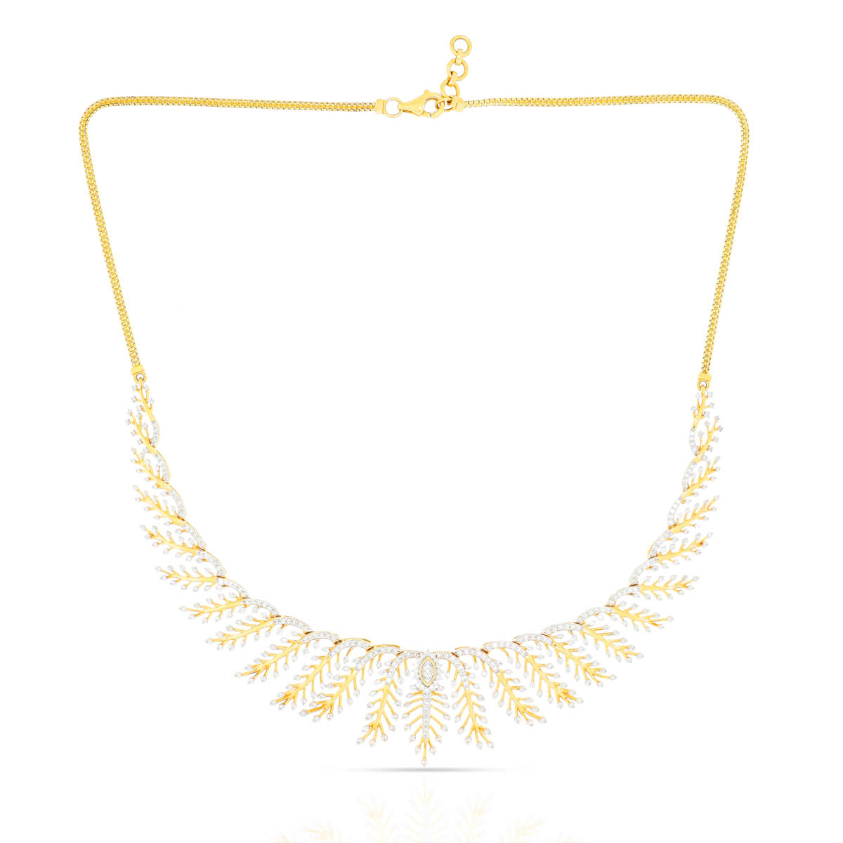 Elegant Tiny Leaf Gold & Diamond Necklace