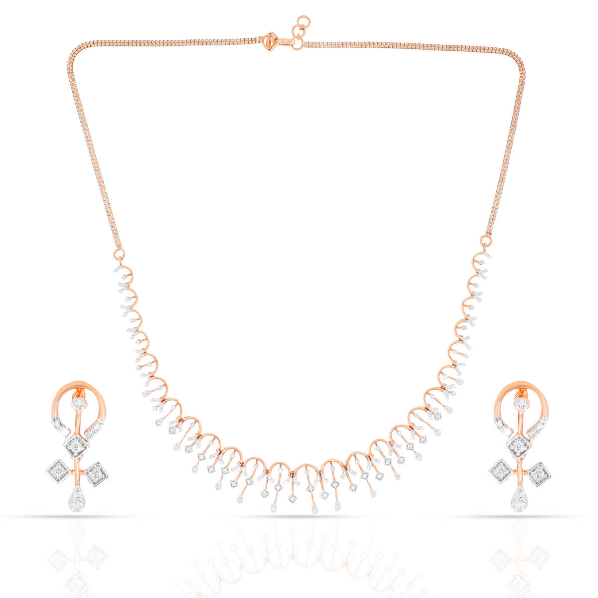 Charming Diamond Rose Gold Necklace Set