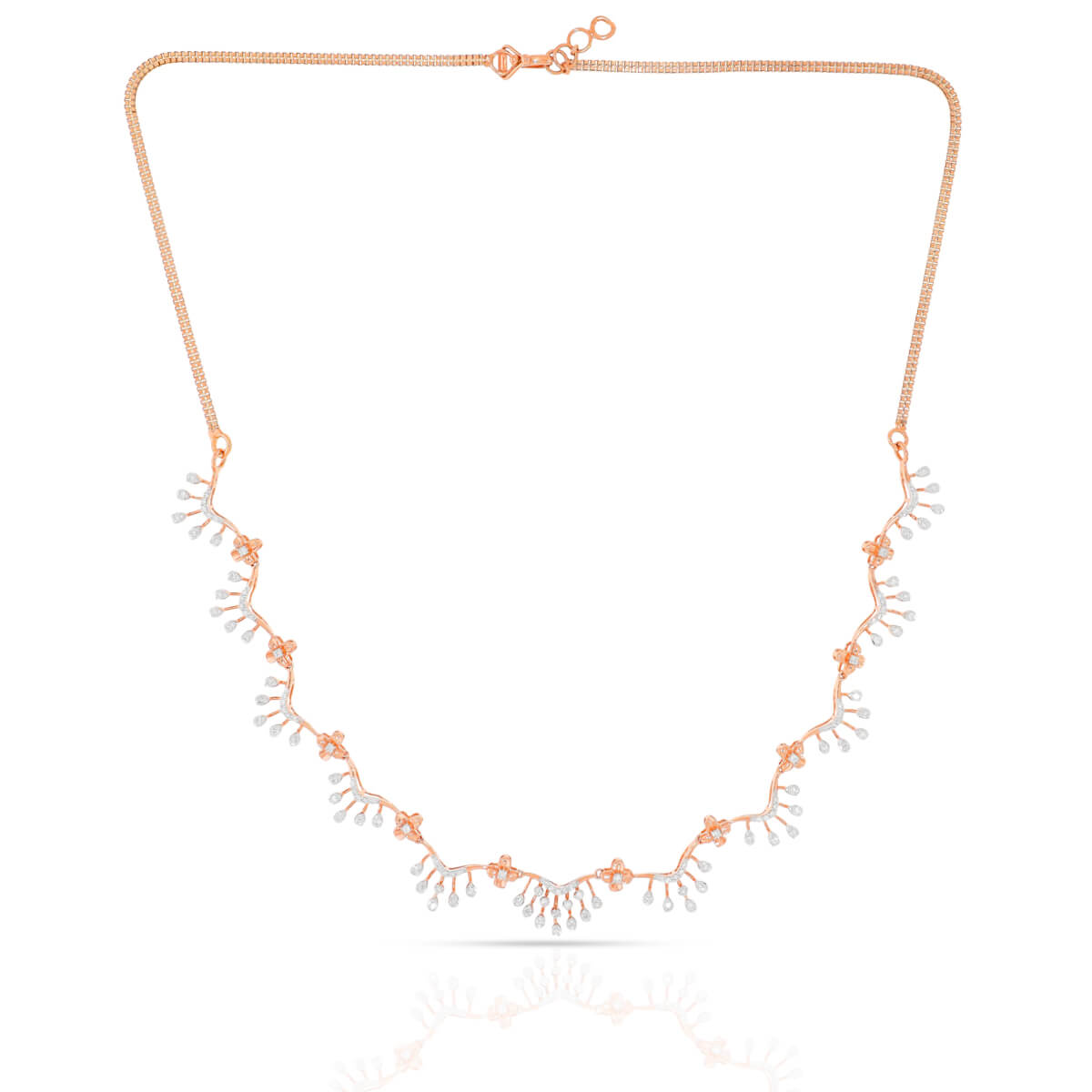 Crystal Lightning Diamond Rose Gold Necklace with Free Gold Coin