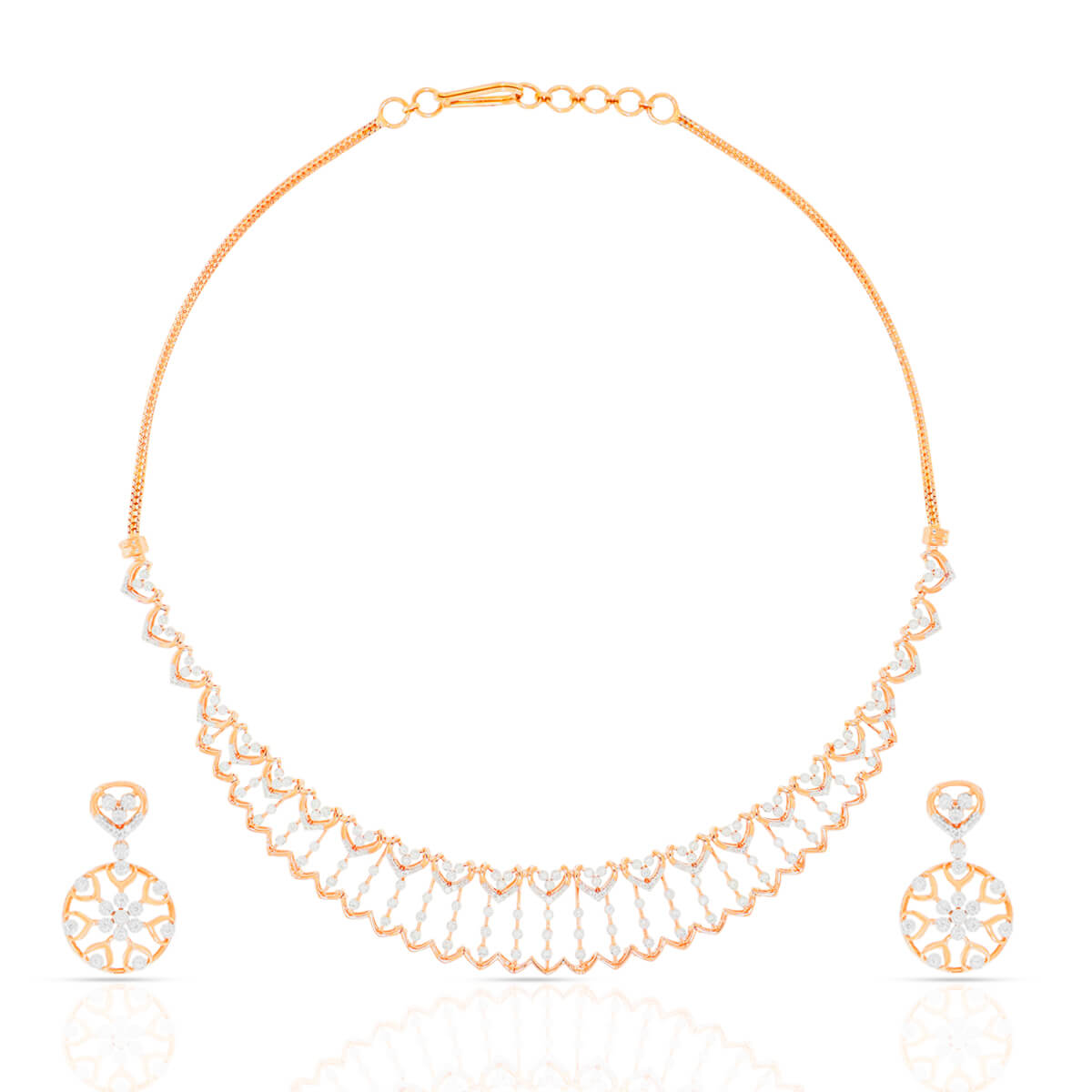 Regal Sparkle Diamond Necklace Set with Free Gold Coin