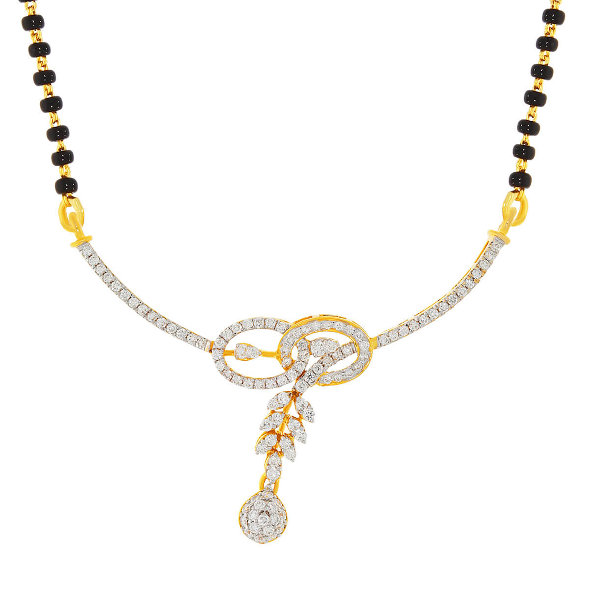 Slender Floral Diamond Mangalsutra Pendant with Free Gold Coin