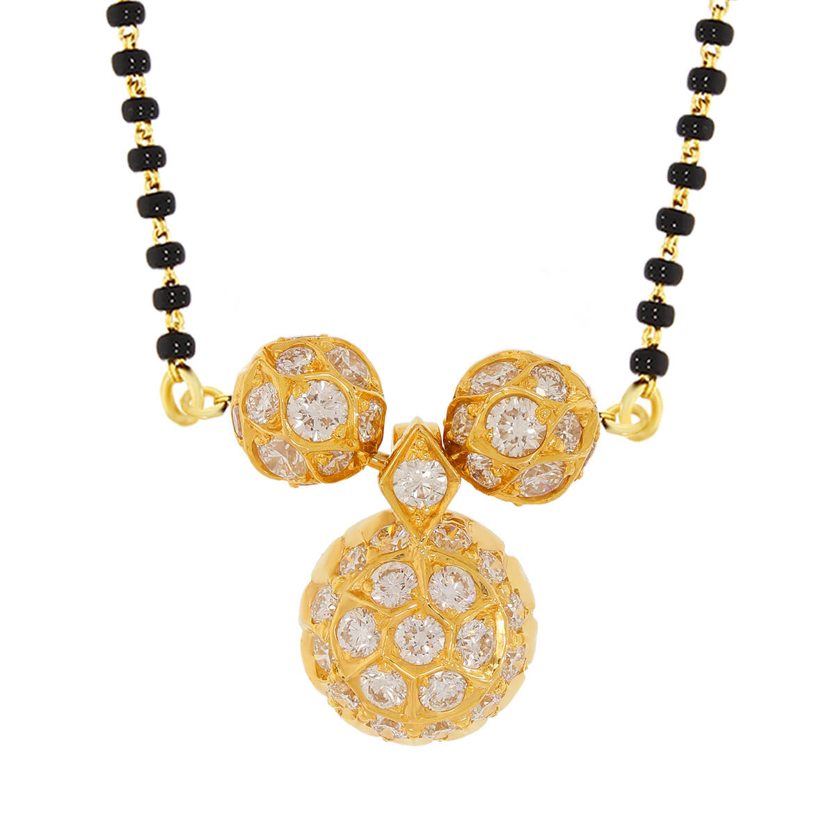 Ersheen Diamond Mangalsutra Pendant with Free Gold Coin