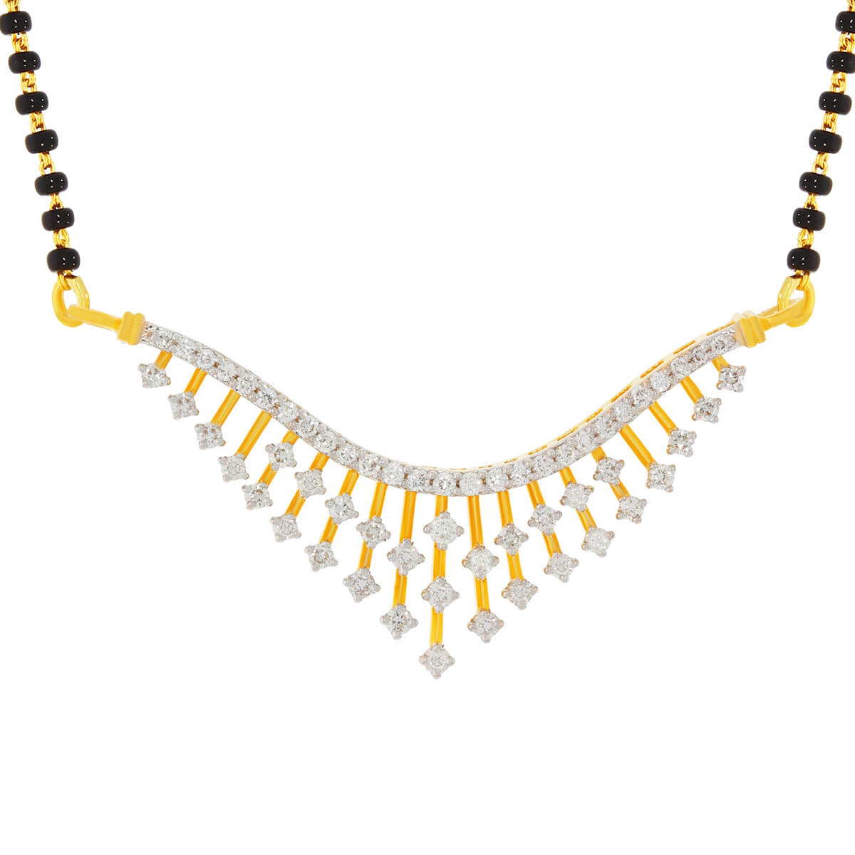 Stunning Flutter Diamond Mangalsutra Pendant with Free Gold Coin