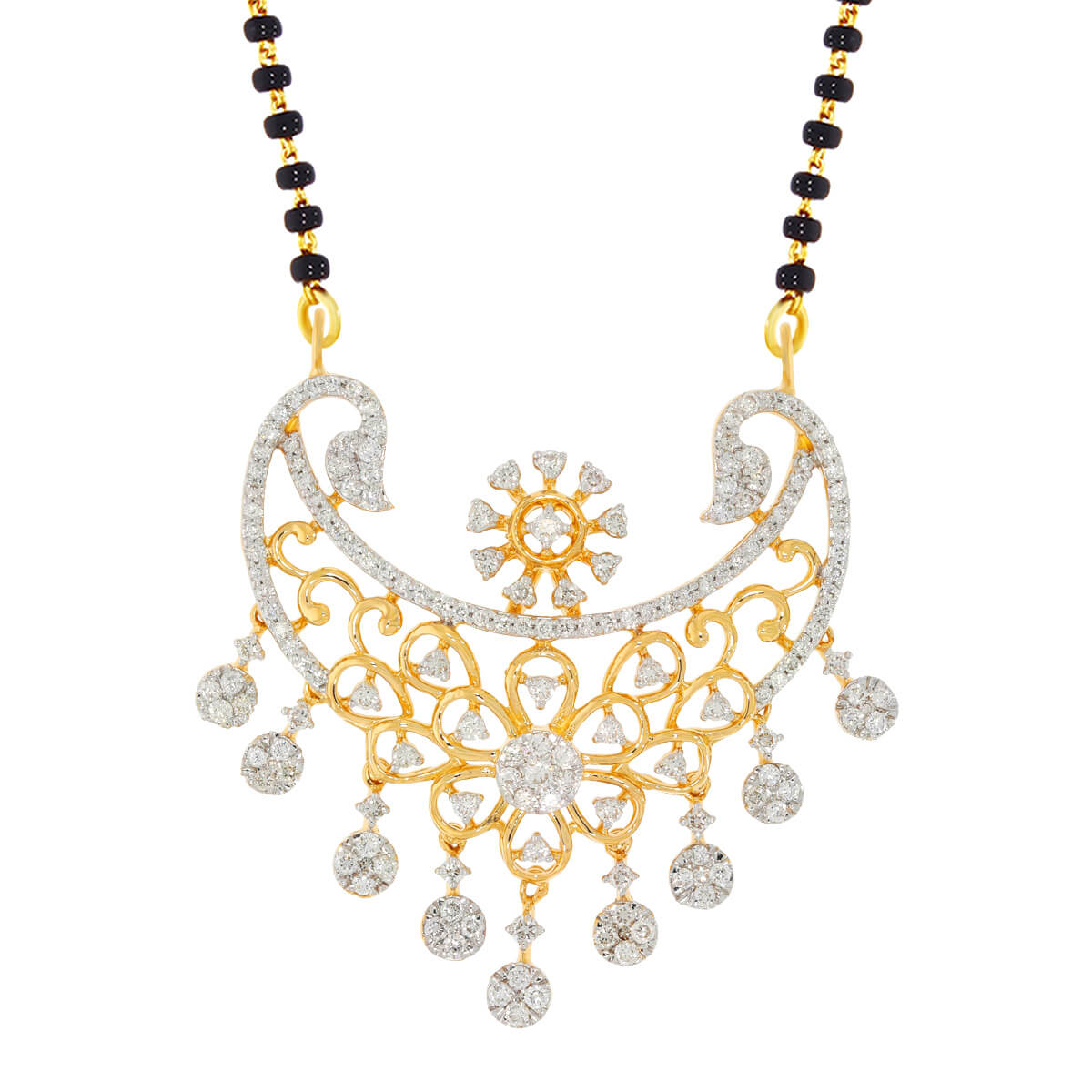 Diamond Mangalsutra Pendant with Free Gold Coin