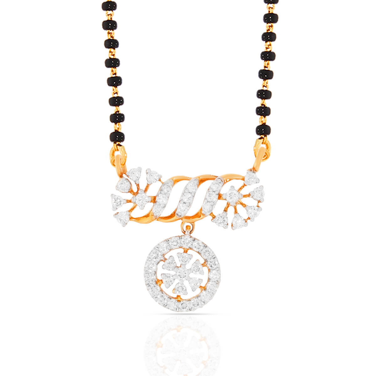 Blossoming Beauty Cluster Rose Gold Diamond Mangalsutra with Free Gold Coin