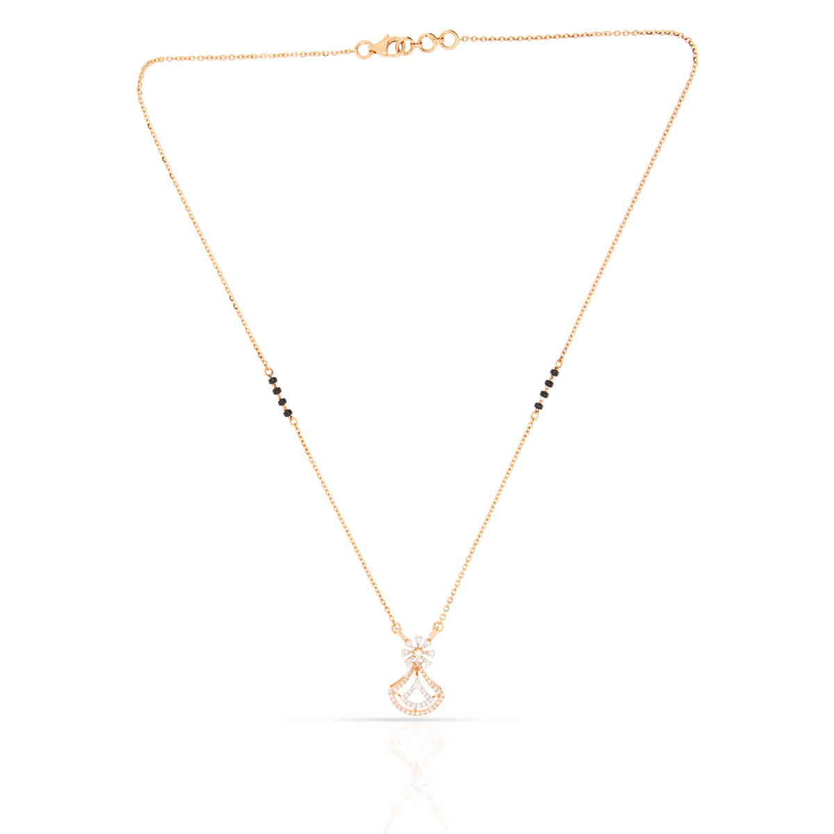 Rose Gold Harmony Diamond-Studded Mangalsutra Designs with Free Gold Coin