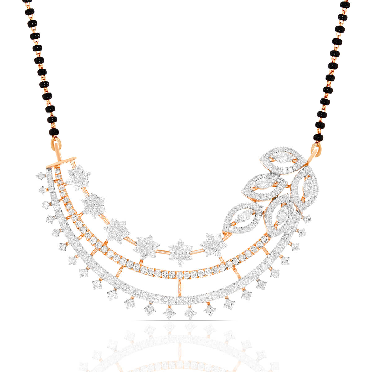 Sophisticated Sparkle Rose Gold Diamond Tanmaniya Mangalsutras with Free Gold Coin