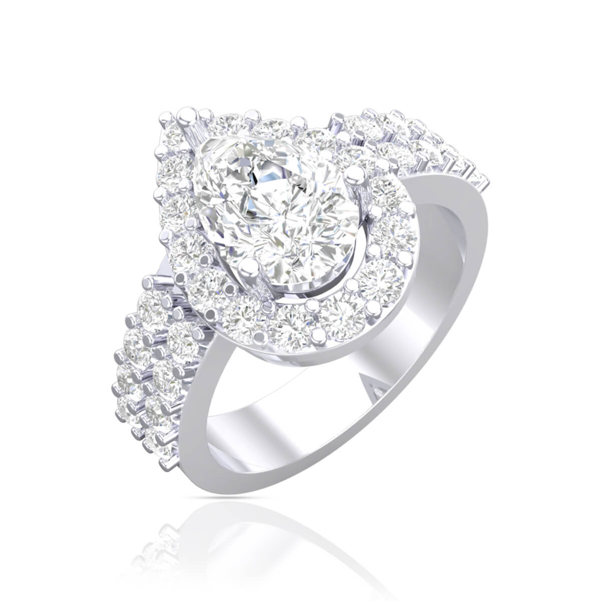 Drop Solitaire White Gold Diamond Ring with Free Gold Coin