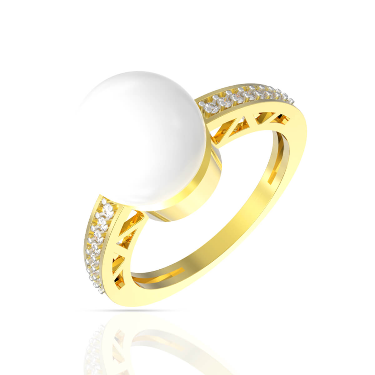 Luminous Pearl Diamond Ring with Free Gold Coin