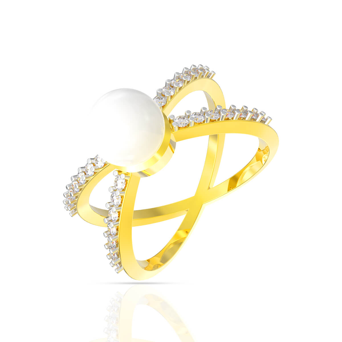 Elegant Fusion Pearl and Diamond Ring