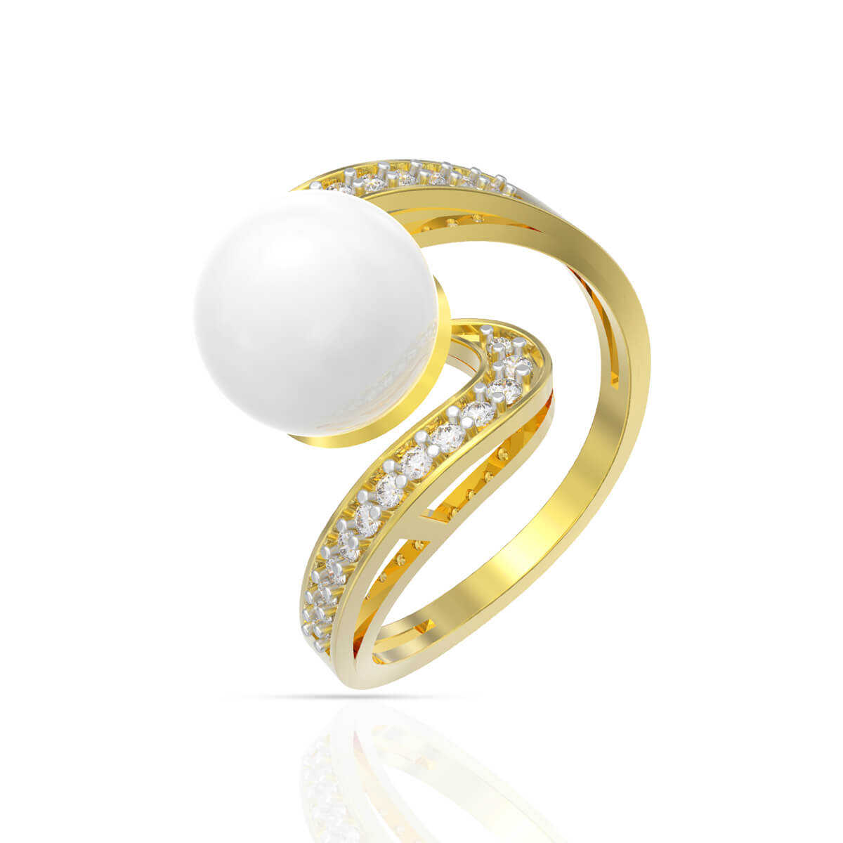 Radiant Harmony Pearl Diamond Ring with Free Gold Coin