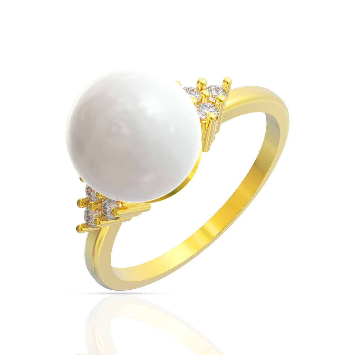 Pearl Elegance Diamond Encrusted Ring with Free Gold Coin