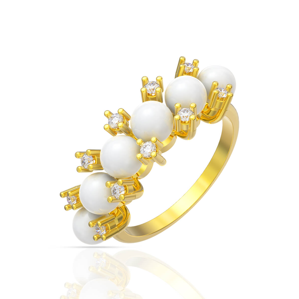 Pristine Beauty Pearl And Diamond Ring with Free Gold Coin