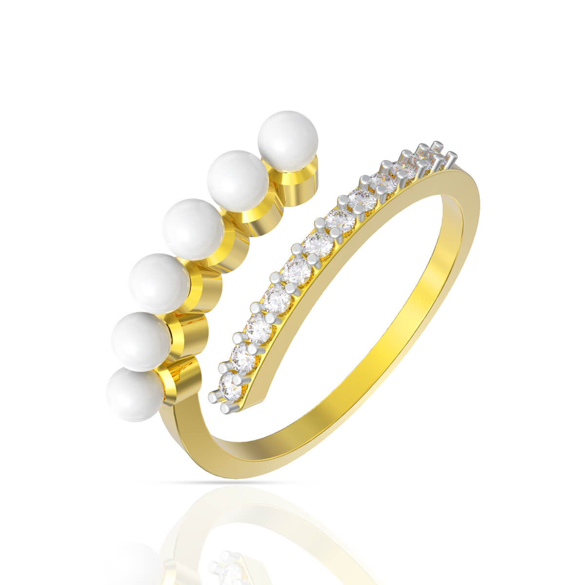 Twisted Harmony Pearl and Diamond Ring with Free Gold Coin