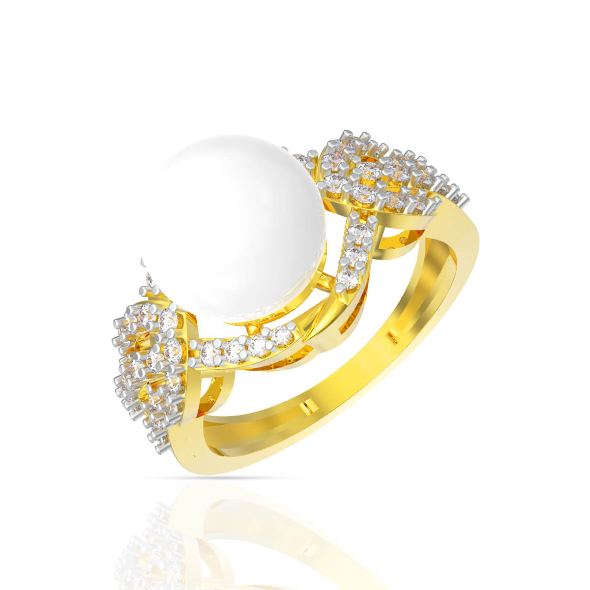 Classic Beauty Of Pearl And Diamond Ring