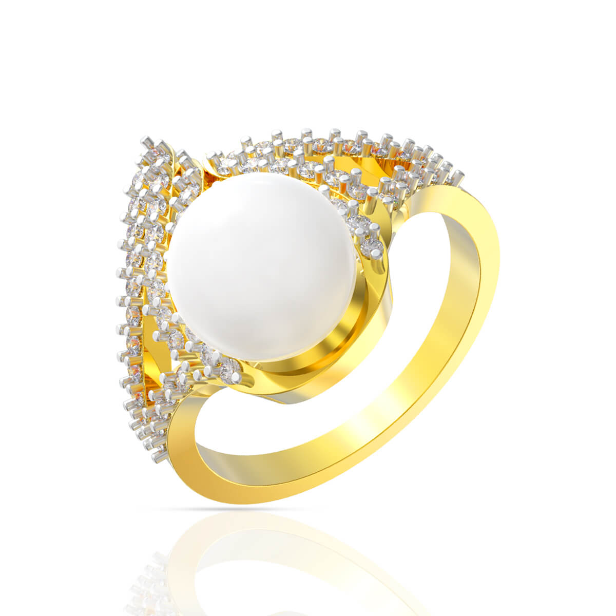 Pearly Glow Accent Diamond Ring with Free Gold Coin