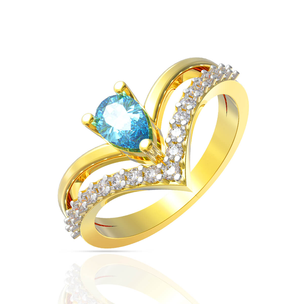 Luxurious Jewel Cocktail Diamond Ring with Free Gold Coin