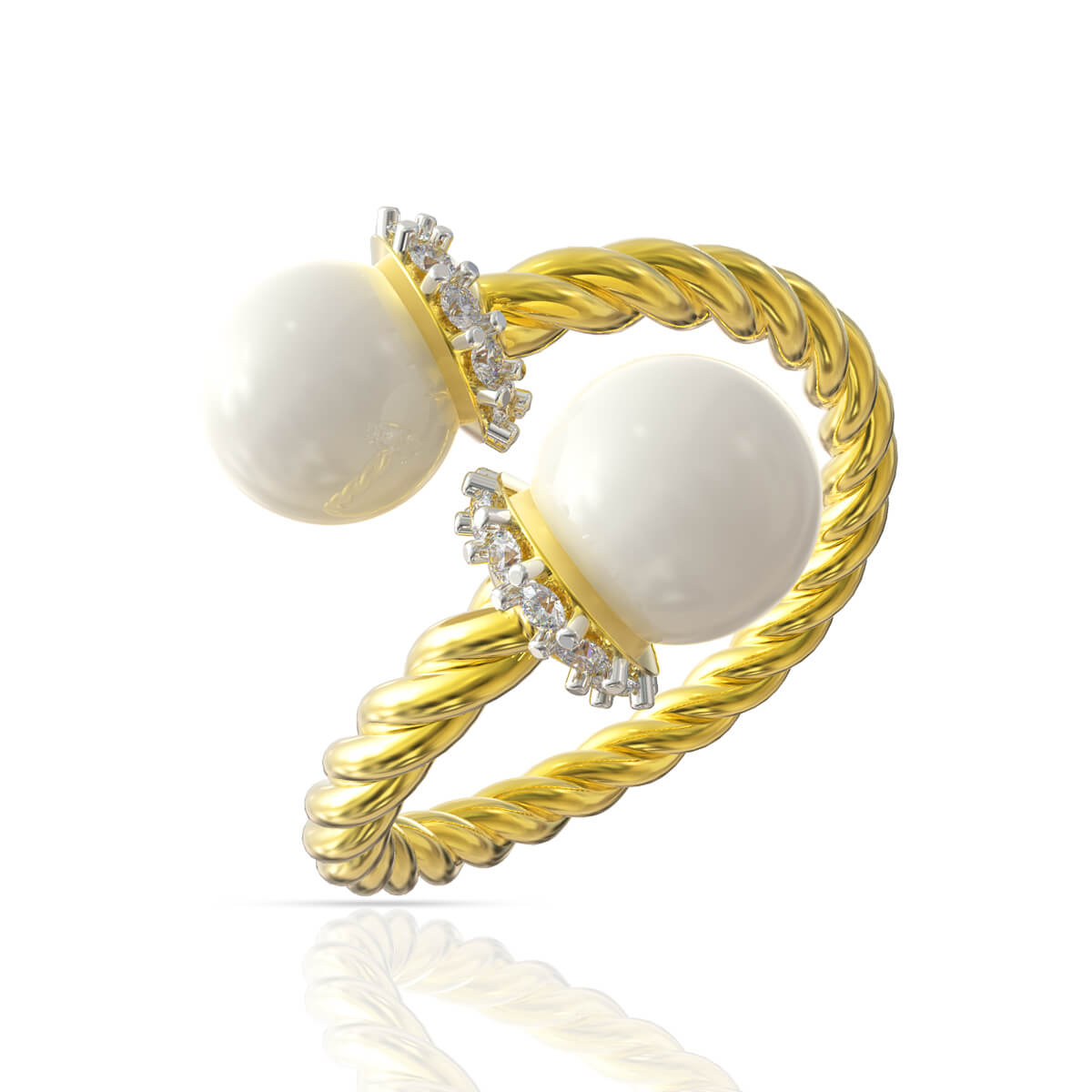 Twisted Pearl Diamond Ring