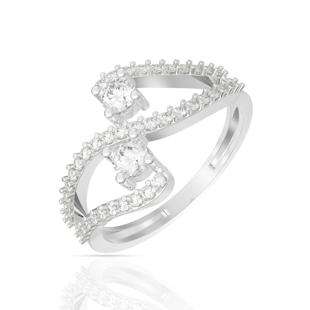 White Gold Twin Diamond Bliss Ring with Free Gold Coin