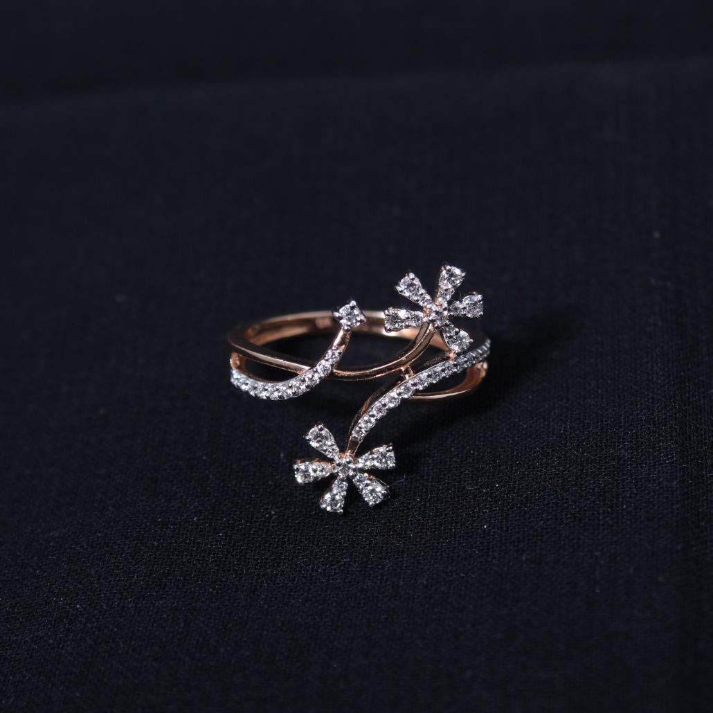 floral twoside diamond ring with Free Gold Coin