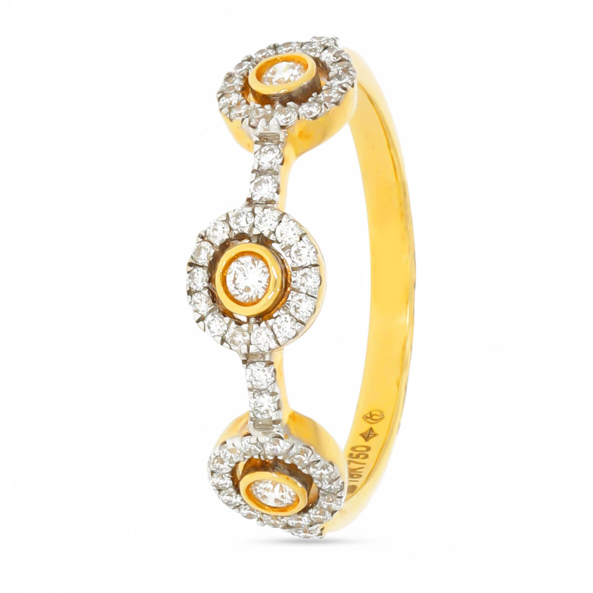 trio round diamond ring with Free Gold Coin