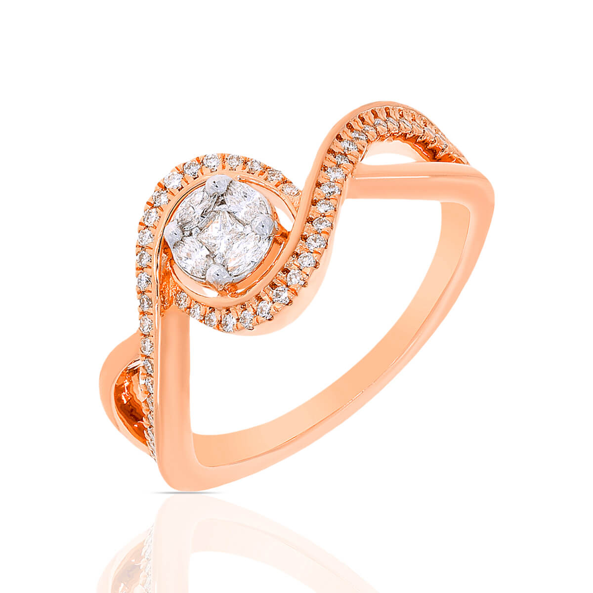 Rosy Twist Elegant Rose Gold Diamond Ring with Free Gold Coin