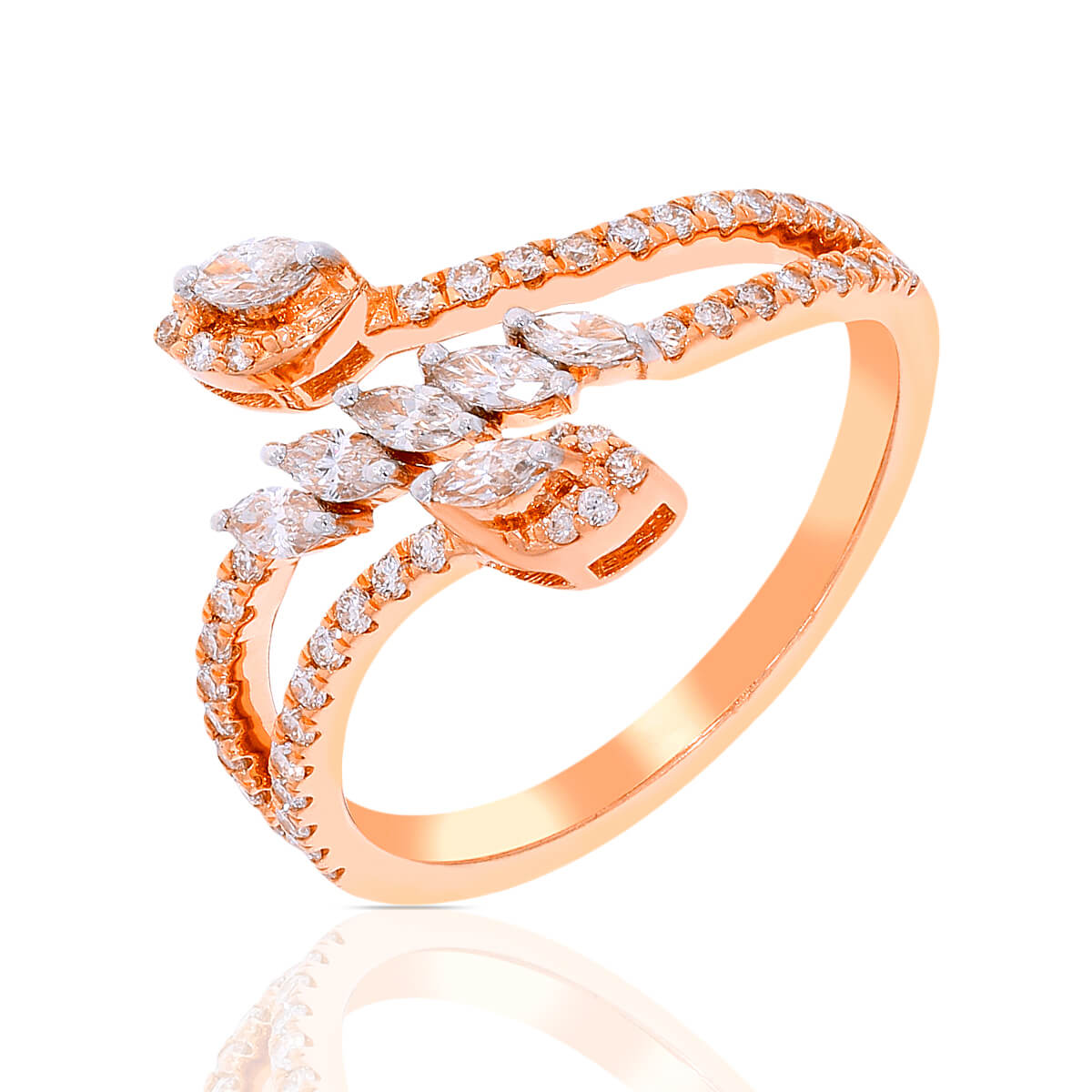 Spiraled Beauty Rose Gold Twisted Diamond Ring