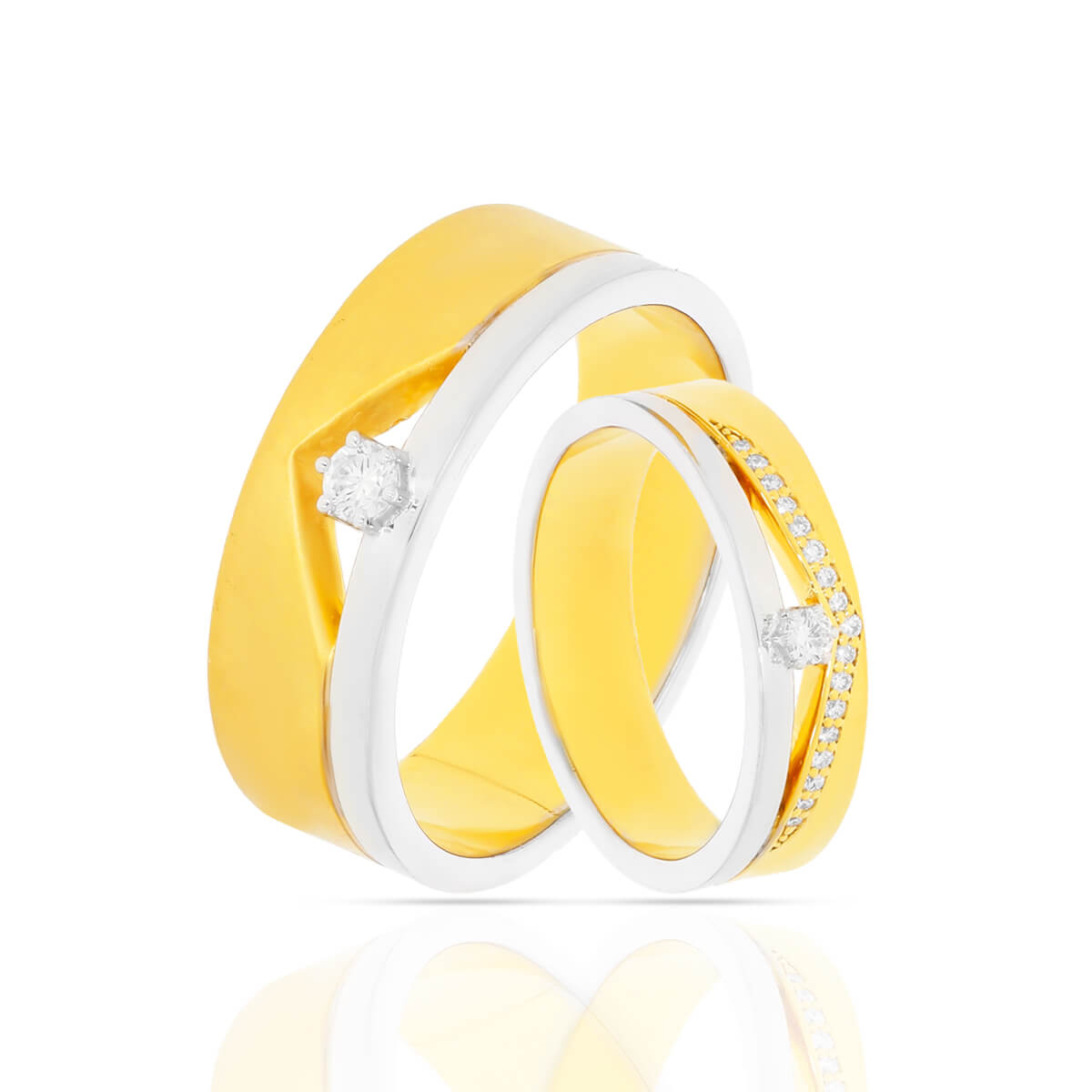 Two HeartsTwo Tones Couple Band with Free Gold Coin