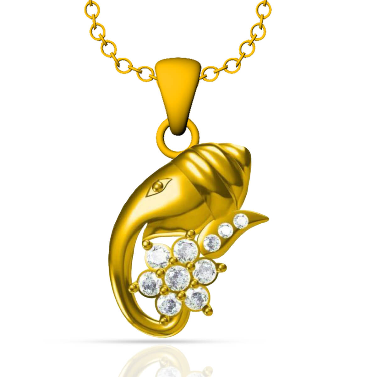 Blossoming Divinity The Ganesh Floral Diamond Pendant with Free Gold Coin