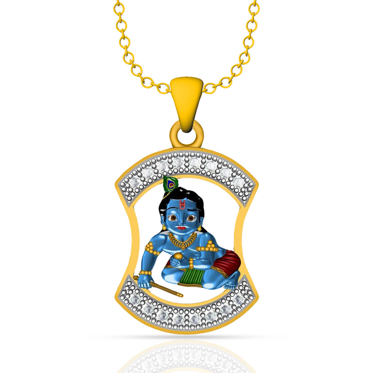 Bal Krishna Gold God Pendant with Free Gold Coin