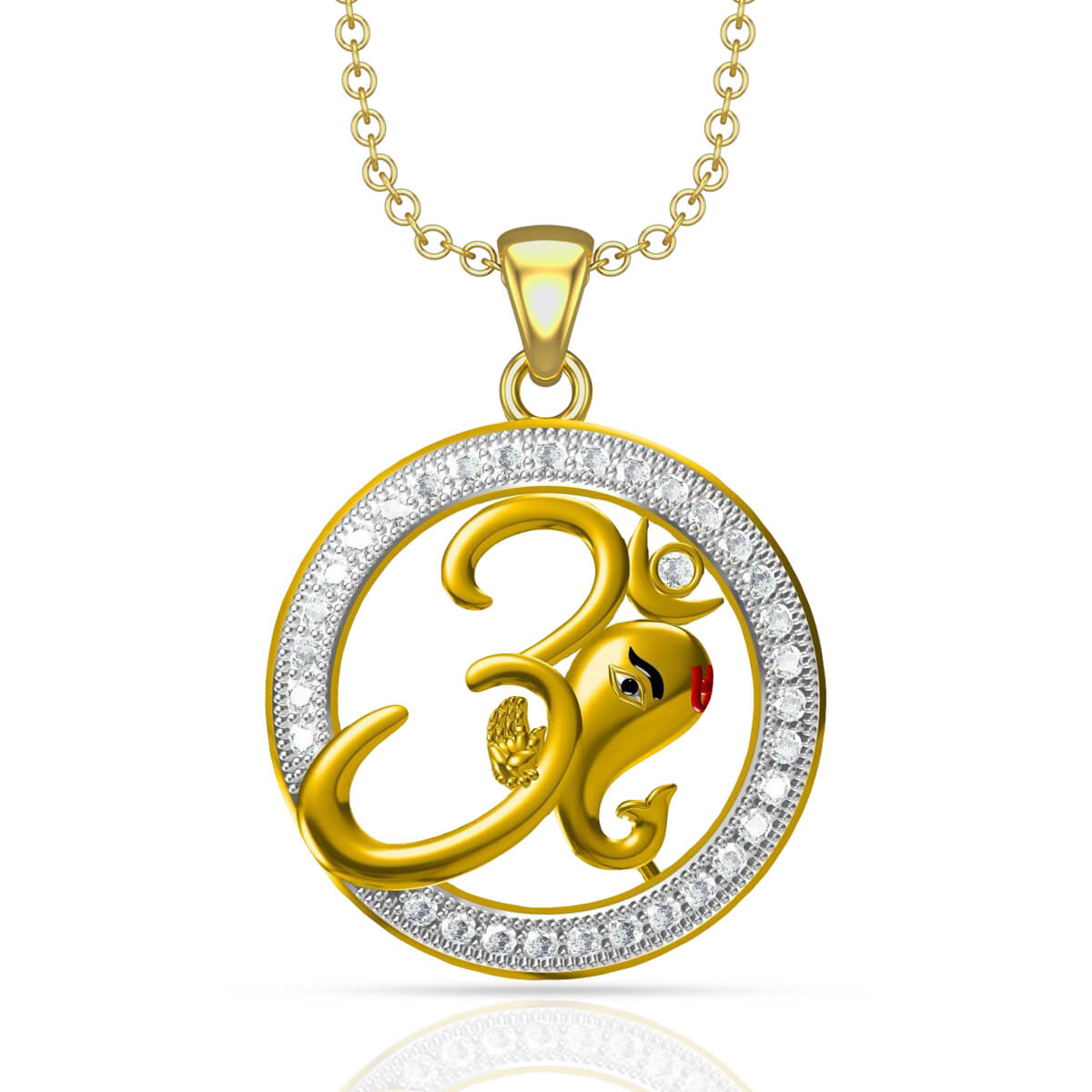 Divine Union The Om Ganesh Diamond Pendant with Free Gold Coin