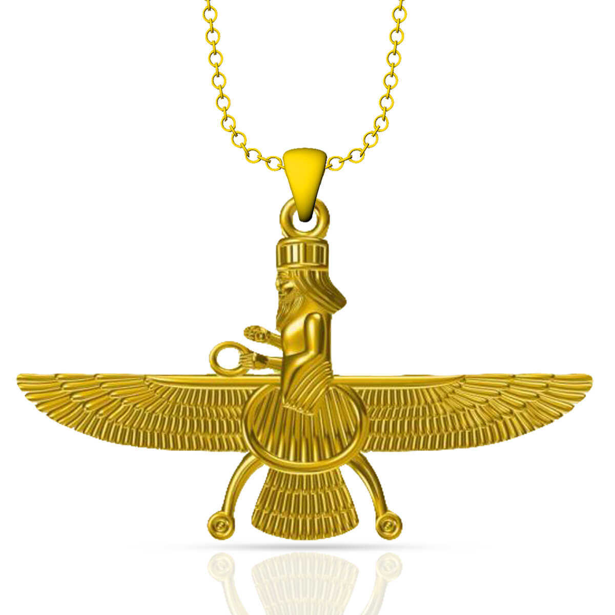 Ahura Mazda Persian God Gold Pendant with Free Gold Coin