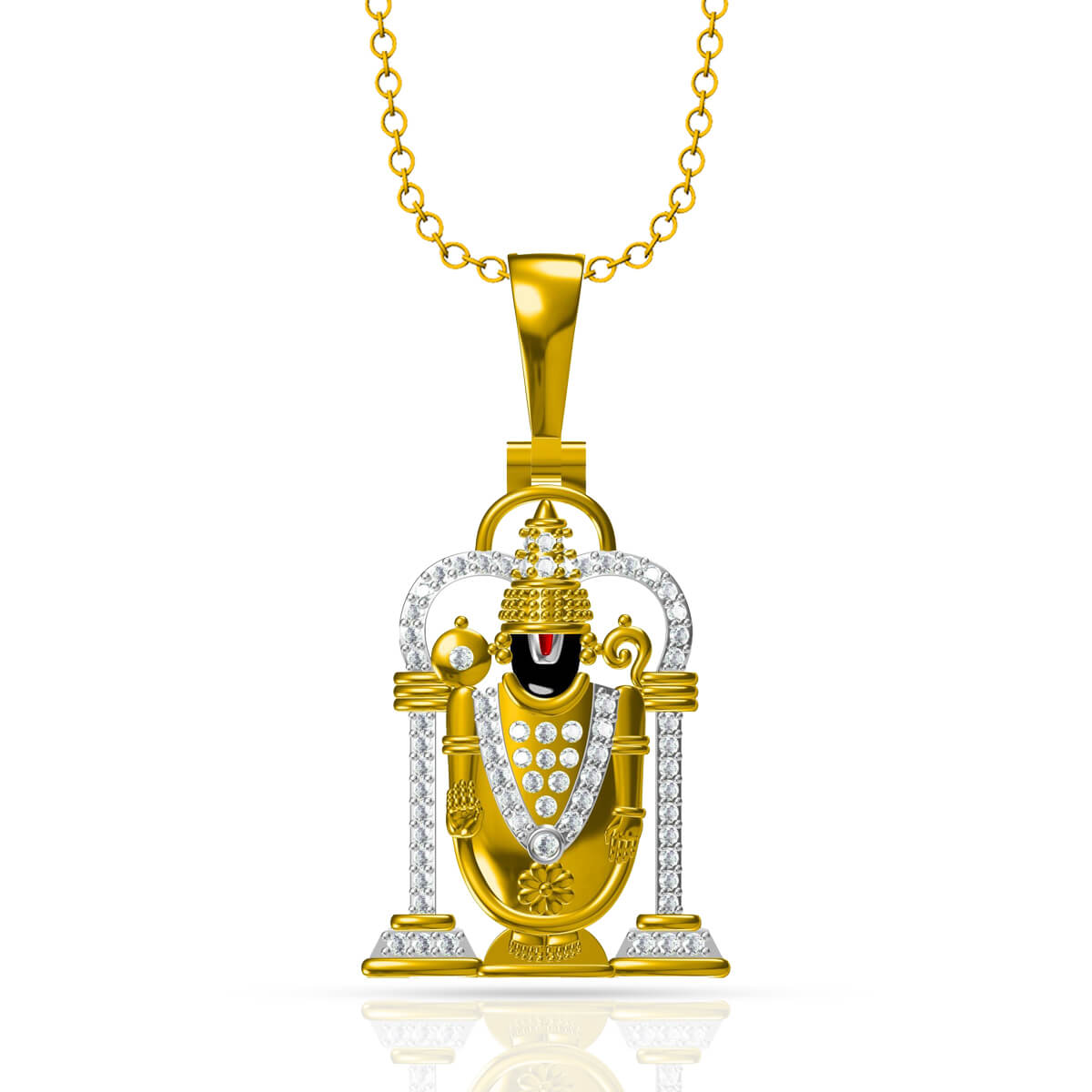 Blessing Balaji God Diamond Pendant with Free Gold Coin