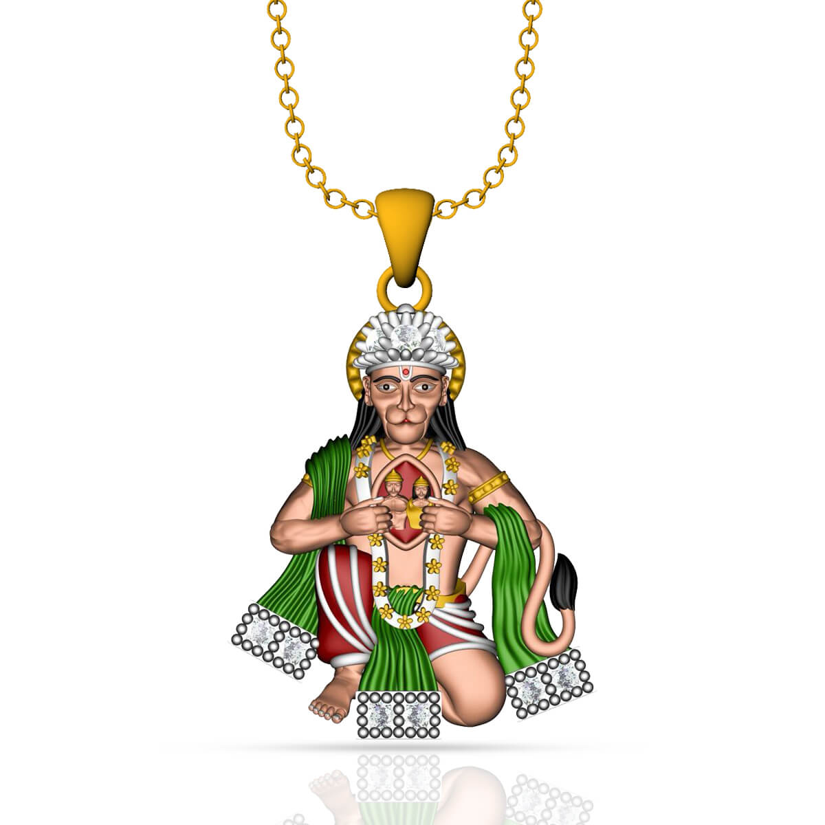 Shree Hanuman Gold God Pendant with Free Gold Coin