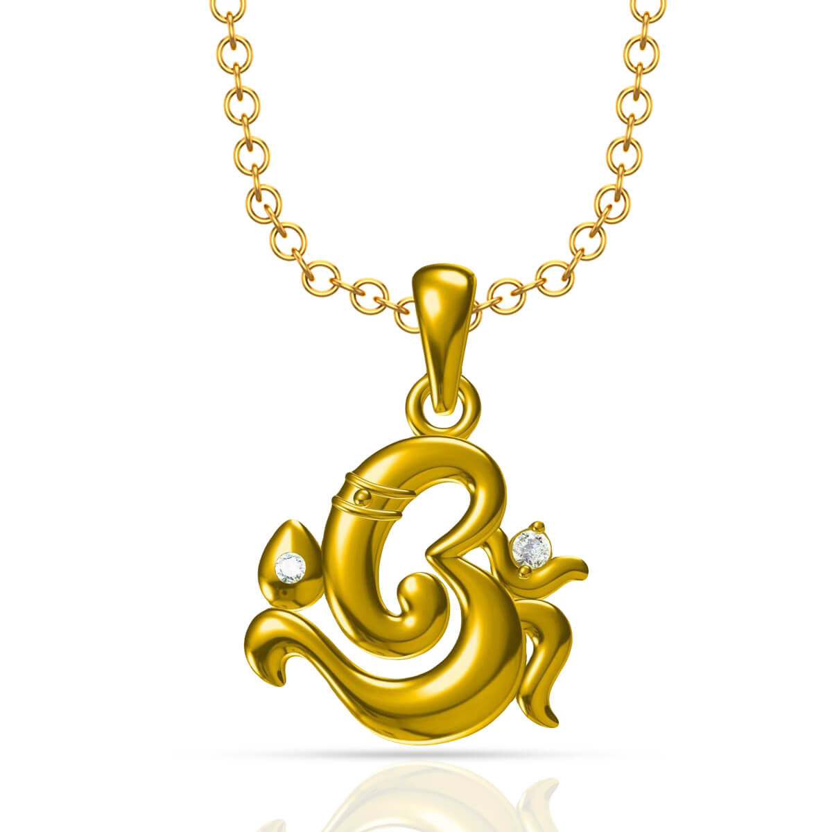 The Om Ganesh Diamond Pendant with Free Gold Coin