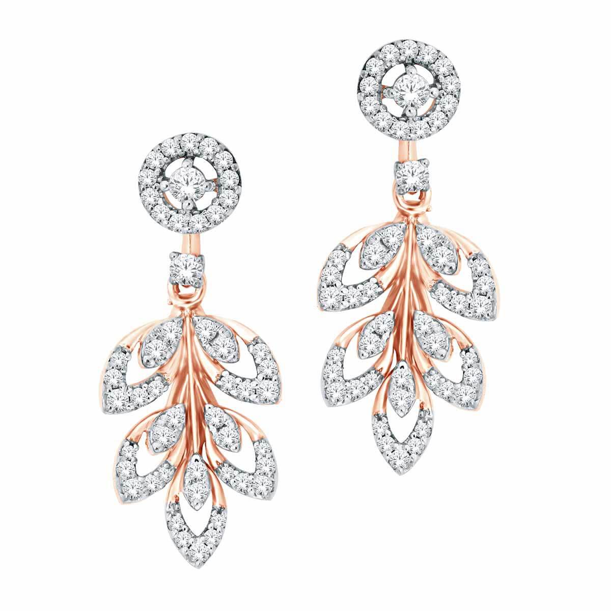 Charming Spirals And Florals Diamond Earring with Free Gold Coin