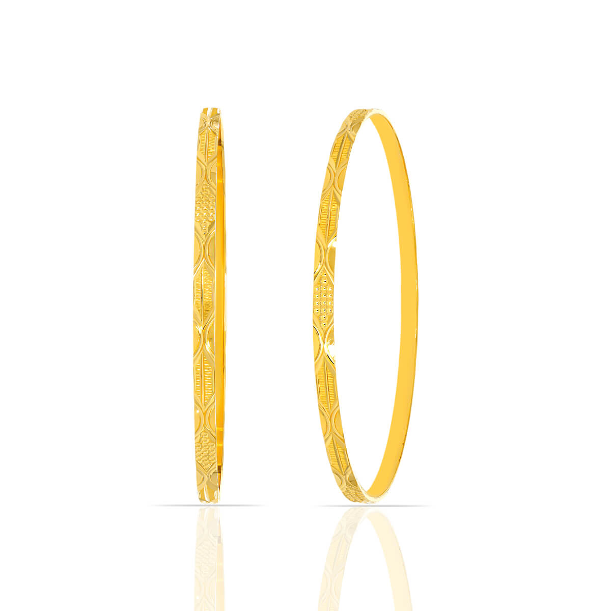 Sleek Simplicity Machine-Crafted Gold Bangles with Free Gold Coin