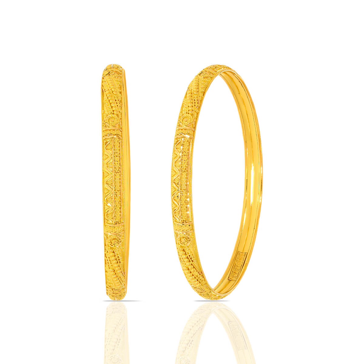 Glamorous Gleam Stylish Gold Fancy Bangles with Free Gold Coin