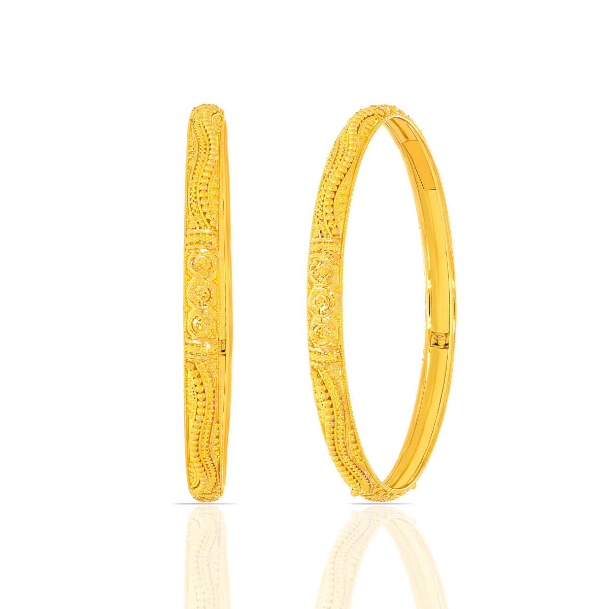 Elegant Extravagance: Opulent Gold Fancy Bangles with Free Gold Coin