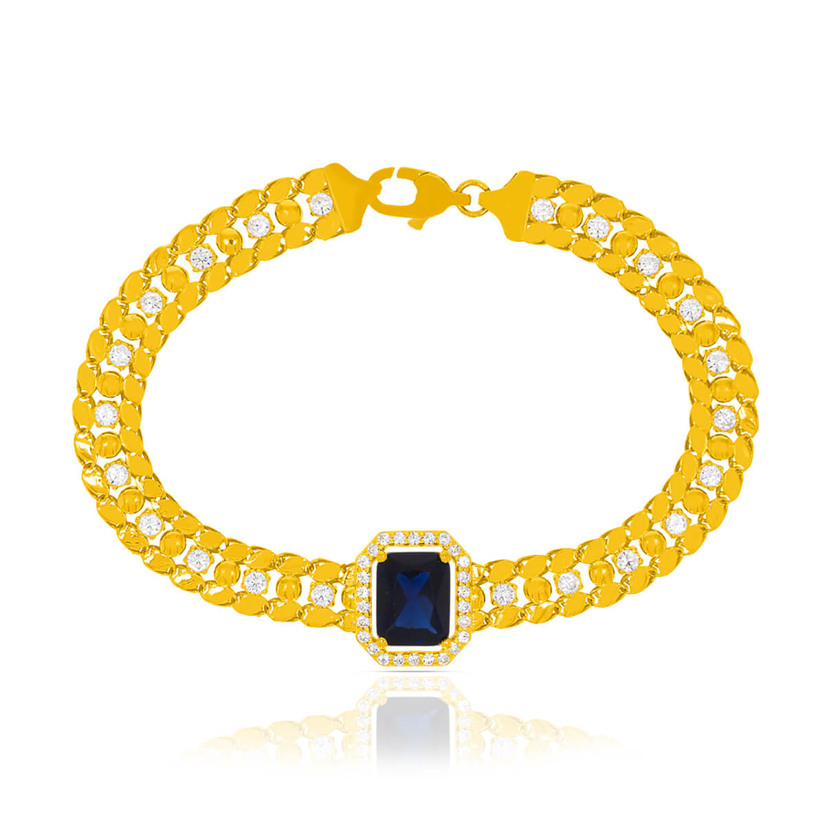 Blue Sapphire Gold Bracelet with Free Gold Coin