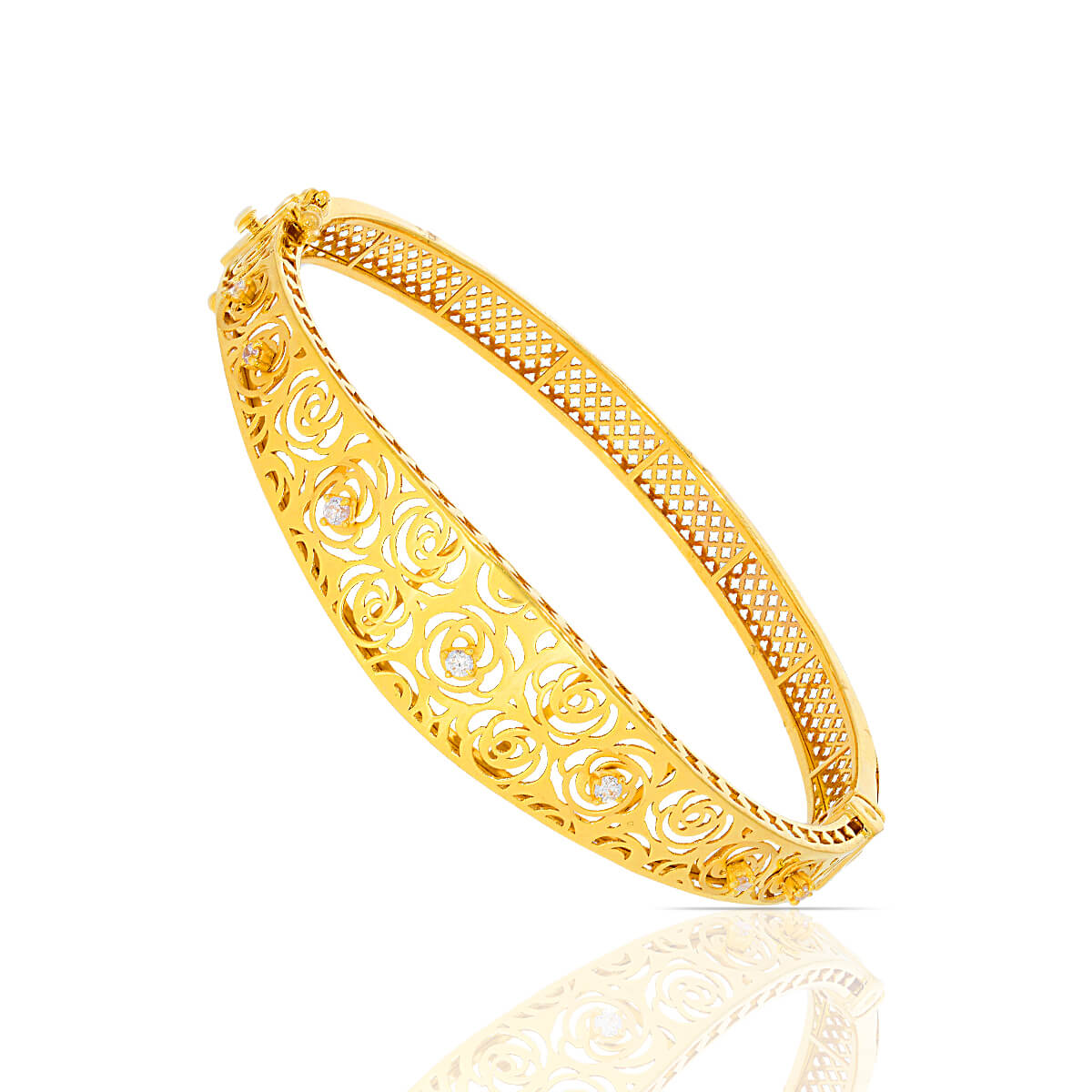 Rose Jali Design Gold Bracelet Kada