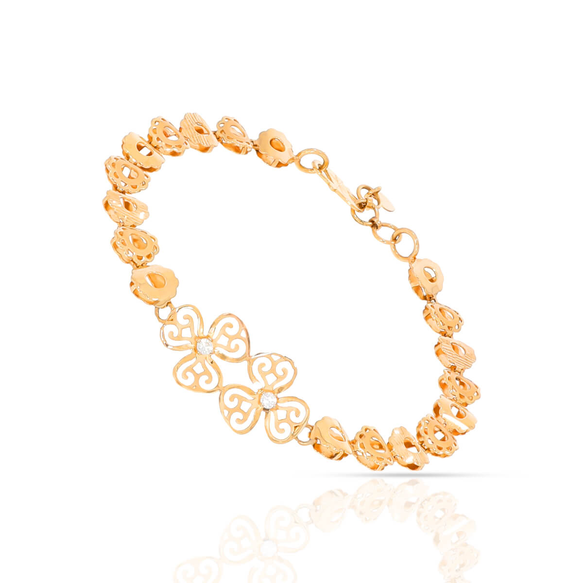 Graceful Laser Design Rose Gold Bracelet with Free Gold Coin