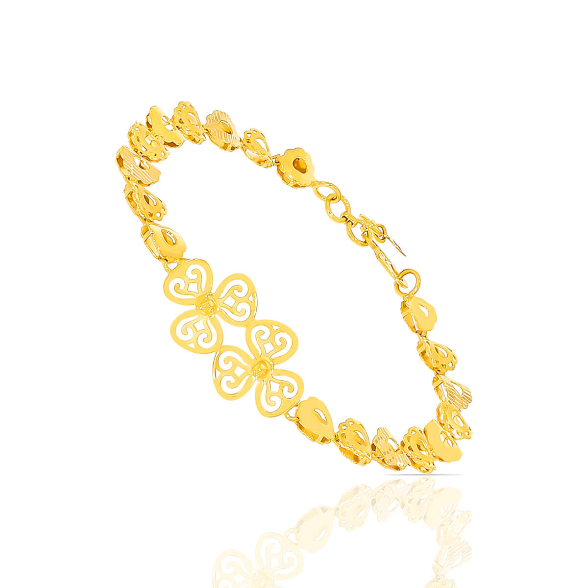 Stylish Laser-Cut Gold Bracelet with Free Gold Coin