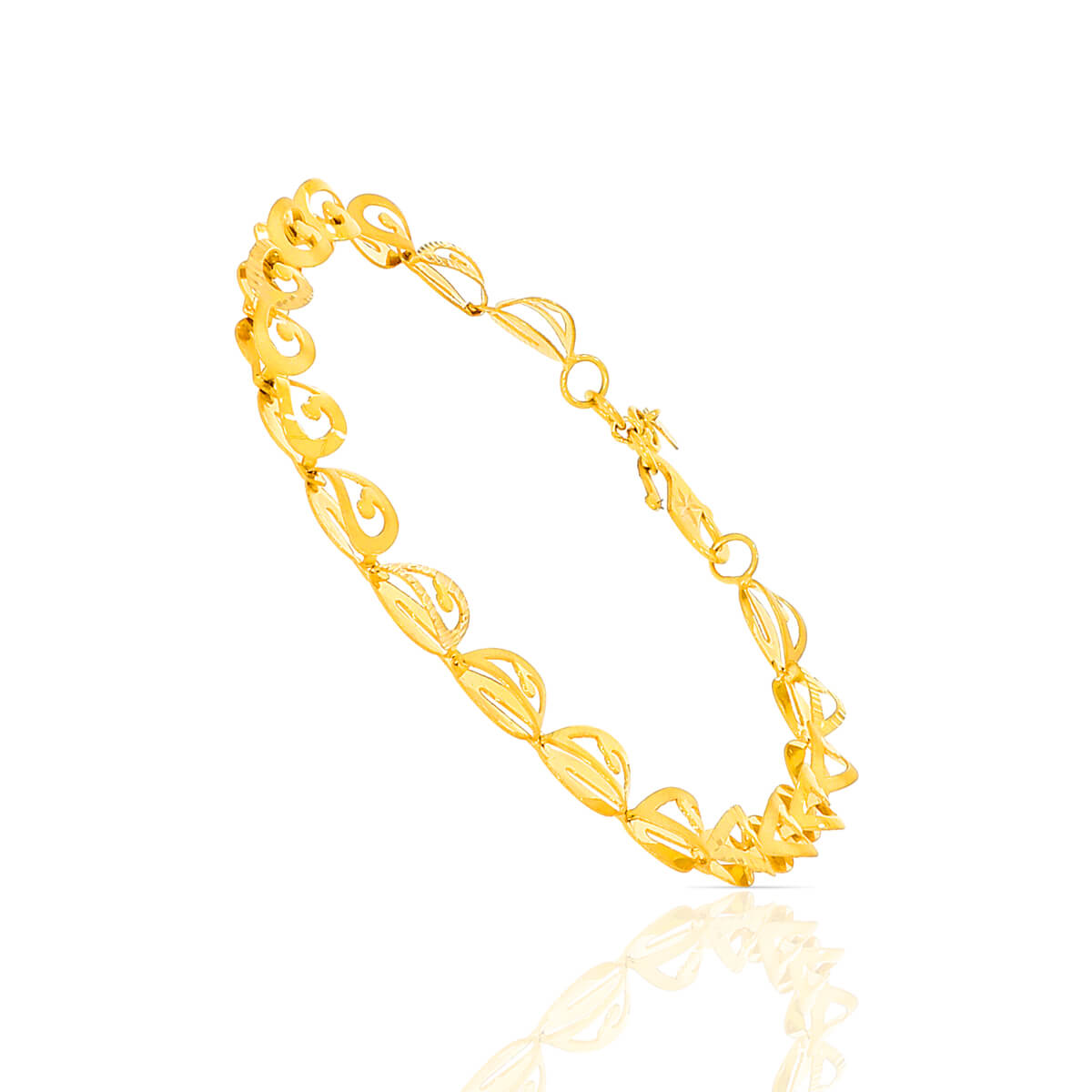 Delicate Laser-Cut Gold Bracelet with Free Gold Coin