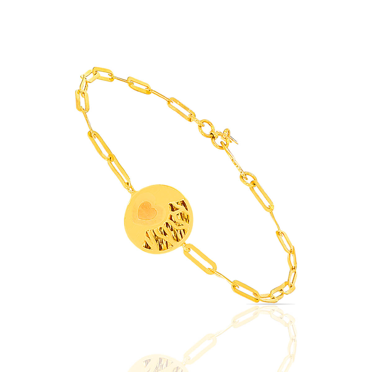 Contemporary Laser-Cut Gold Bangle with Free Gold Coin