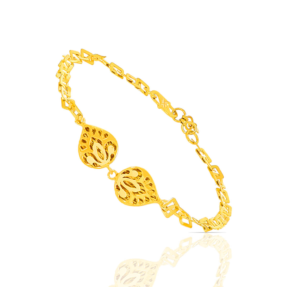 Intricate Laser Design Gold Bracelet with Free Gold Coin