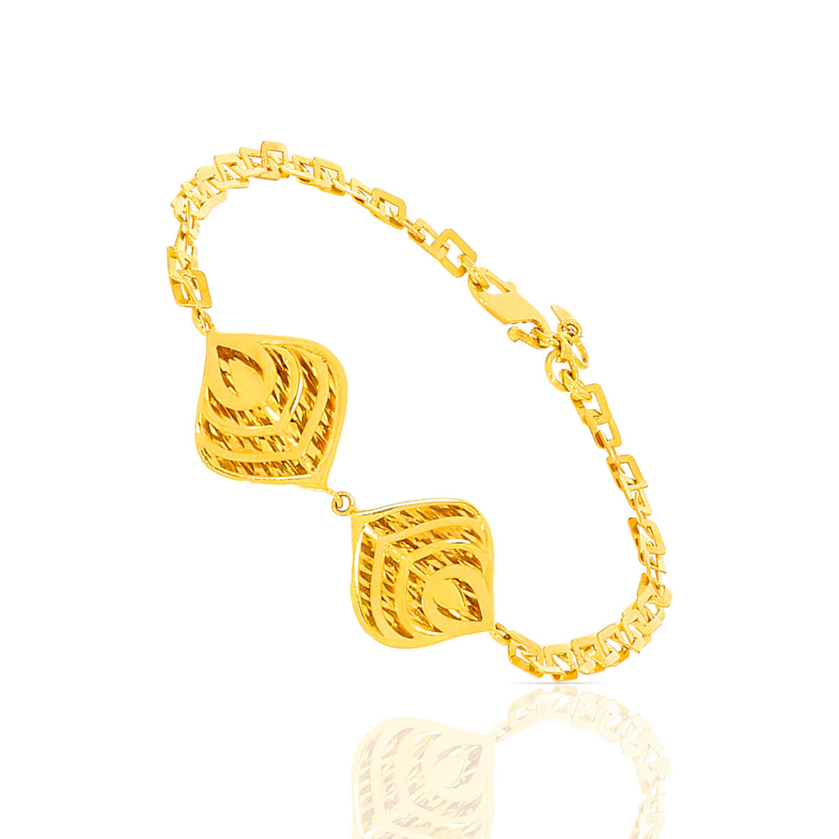 Sculpted Laser Detail Gold Bracelet