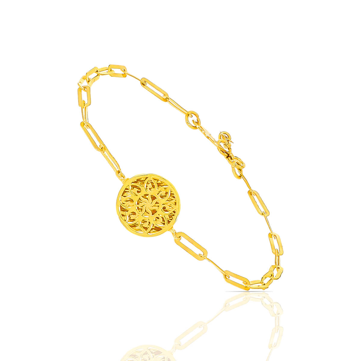 Sophisticated Laser Pattern Gold Bracelet with Free Gold Coin