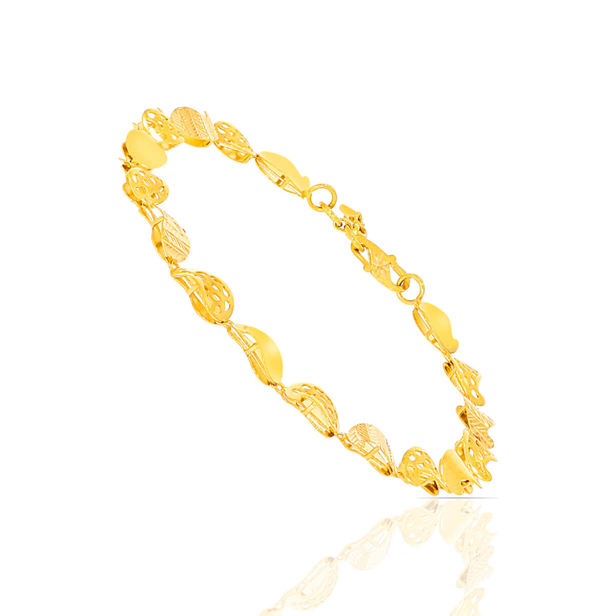 Modern Laser Detail Gold Bracelet with Free Gold Coin